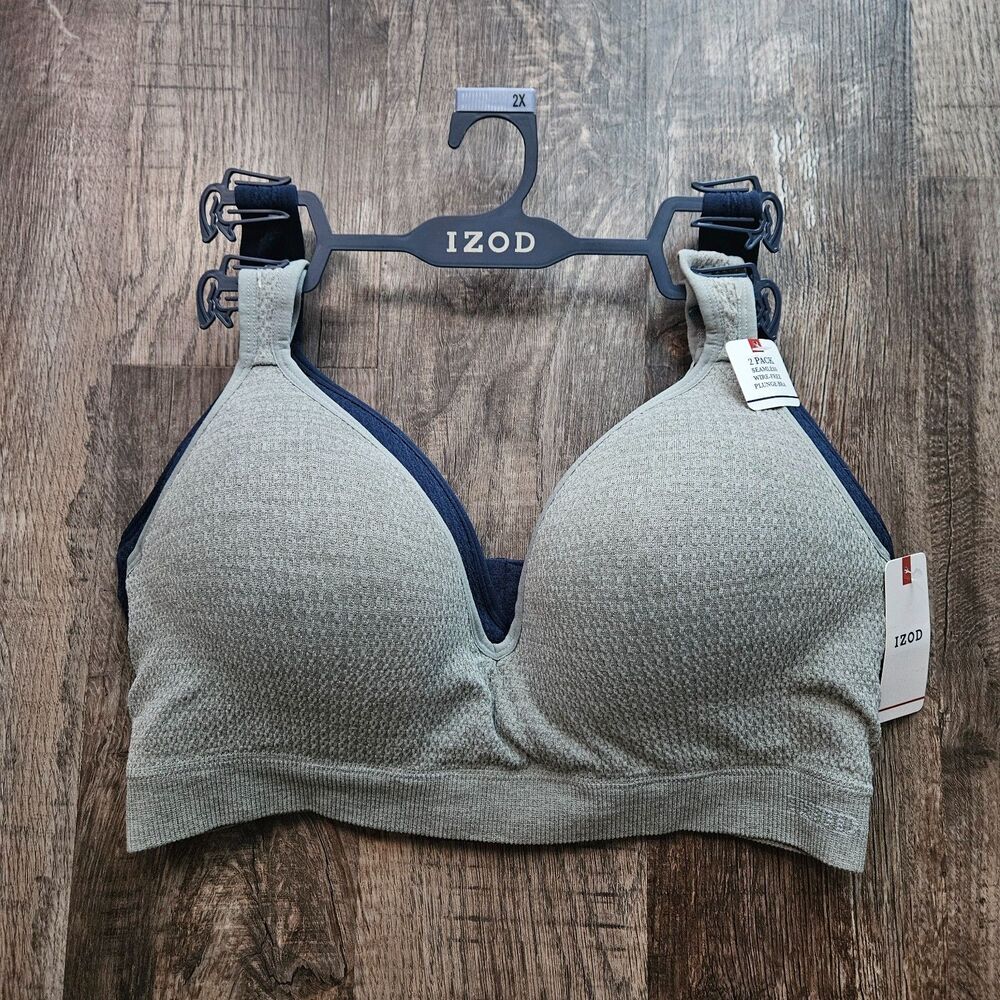 IZOD 2-Pack Seamless Wire Free Plunge Bra